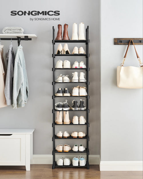 SONGMICS Shoe Rack, 10-Tier Metal Shoe Storage Organiser, Customisable Design, Metal Frame, Space-Saving Rack - vue 2 sur 7