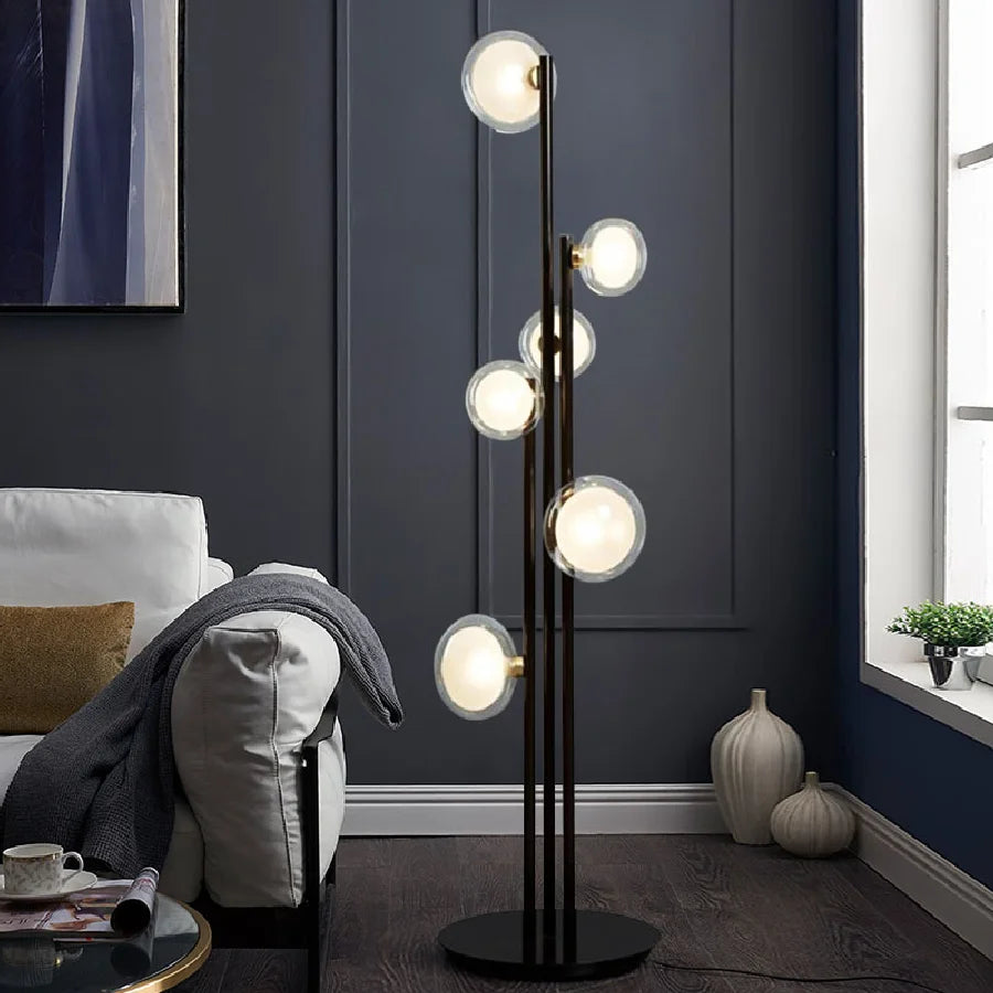 lampadaire rétro en verre design nordique pour décoration intérieure - vue 4 sur 7