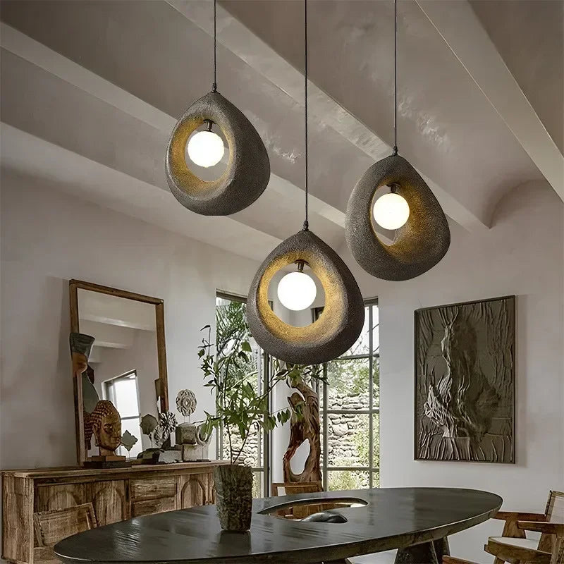 Nordique salle à manger suspension Led lumières Wabi Sabi Led suspension lampe chambre minimalisme suspension lampe décor à la maison éclairage intérieur lampe - vue 6 sur 30