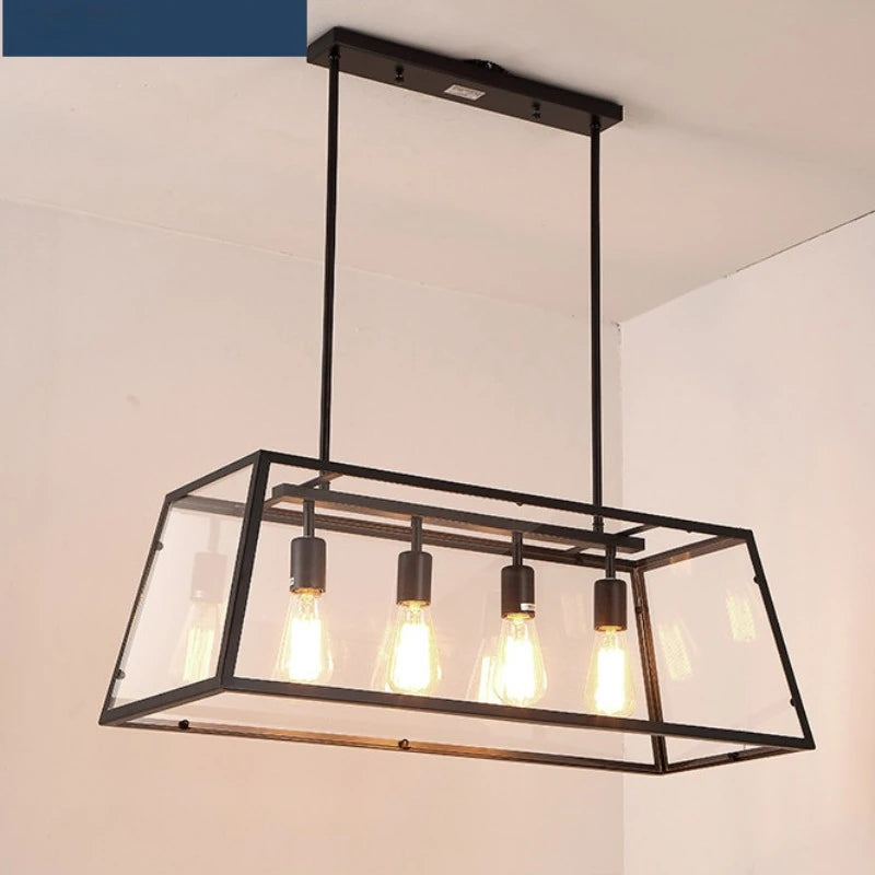 suspension industrielle vintage en fer et acrylique pour cuisine et bar - vue 5 sur 6