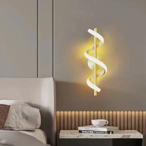 Nordische LED-Wandleuchte Schwarz Weiß Gold - vue 2 sur 12
