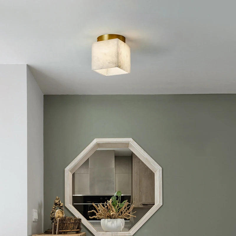 plafonnier marbre nordique intérieur cuisine allée hall escalier en laiton - vue 4 sur 11
