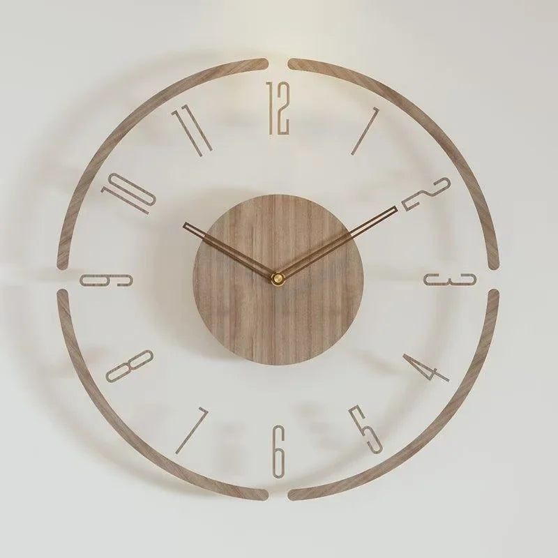 montre murale luxe en bois design moderne silencieuse quartz créative - vue 10 sur 11