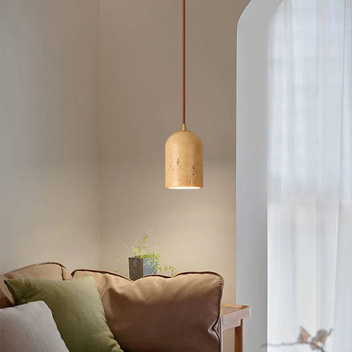 Vintage-Pendelleuchte aus Naturstein mit LED und Retro-Dekor - vue 4 sur 6
