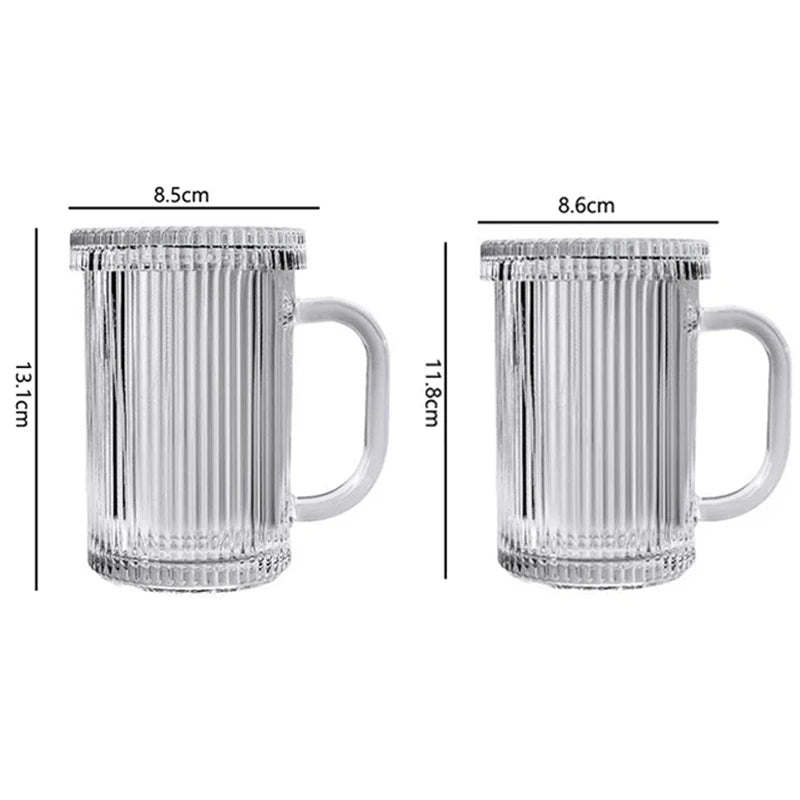 Tasse verre minimaliste avec couvercle et anse - vue 7 sur 7