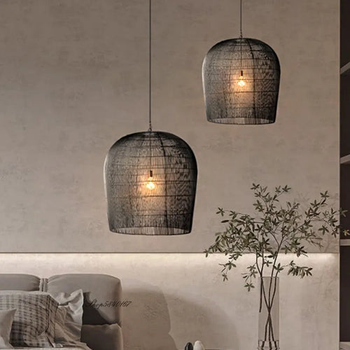 Suspension en rotin de Style Wabi-sabi