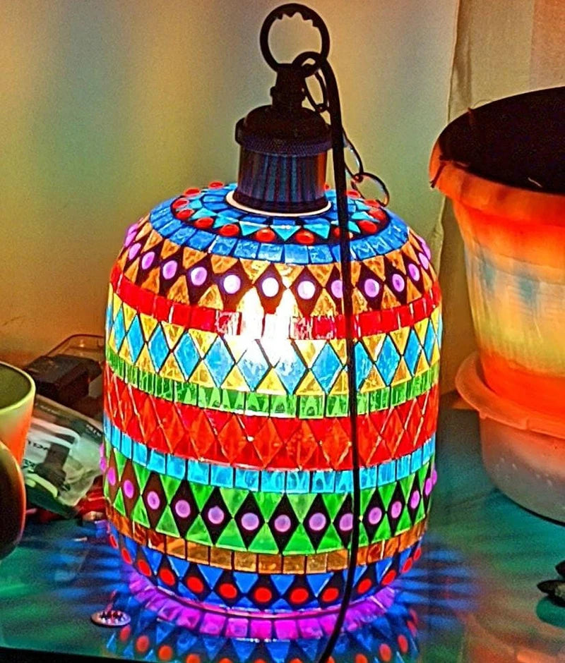 suspension LED en mosaïque turque style bohémien rétro vintage - vue 4 sur 14