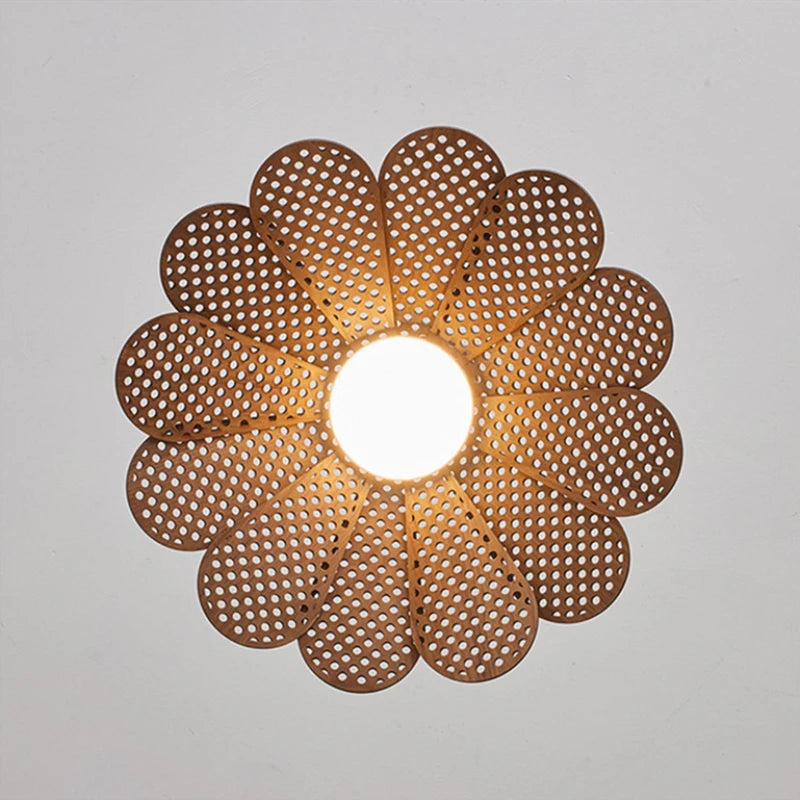 Pendelleuchte aus koreanischem Holz in Blütenform für ein elegantes Interieur - vue 5 sur 8