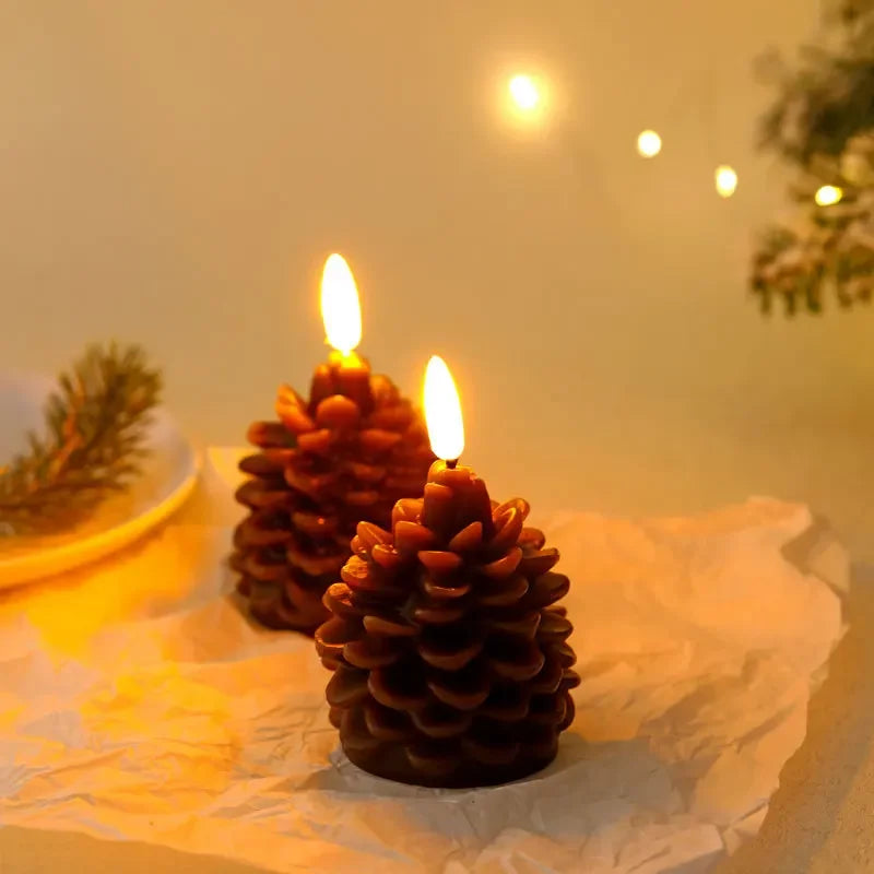 bougie led pomme de pin sans flamme pour décoration intérieure festive - vue 2 sur 7