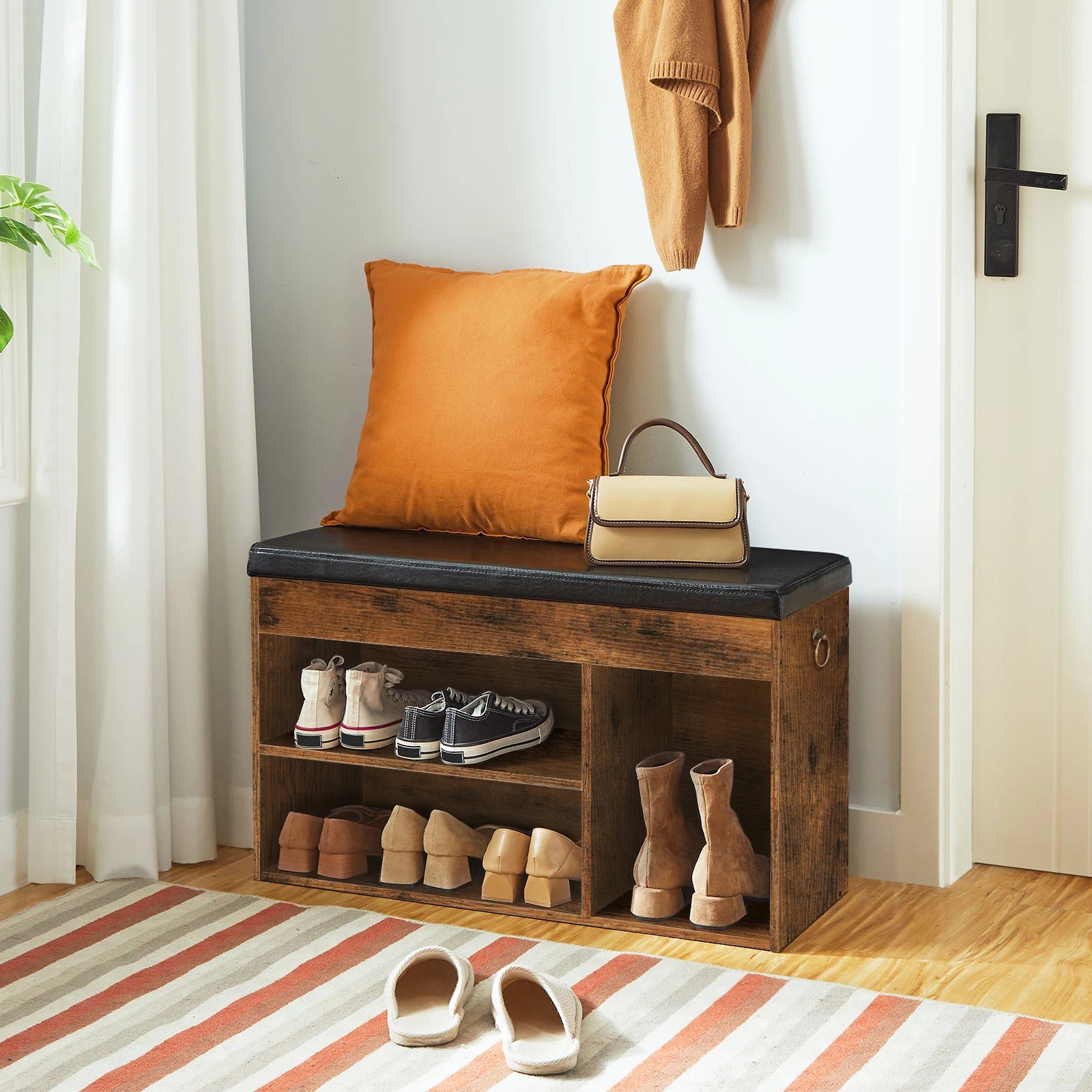 banc à chaussures avec rangement et assise confortable - vue 3 sur 7