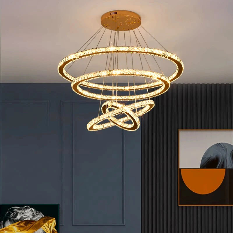 lustre moderne en cristal éclairage intérieur led suspendu - vue 2 sur 12