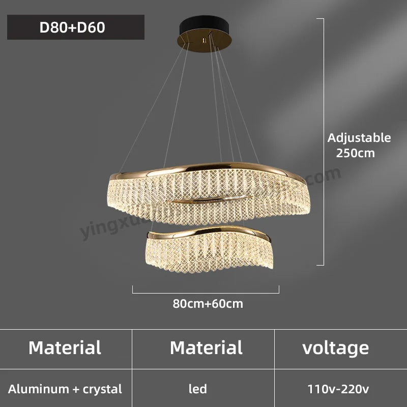 Minimalistischer LED-Kronleuchter im nordischen Stil aus Kristall - vue 12 sur 12
