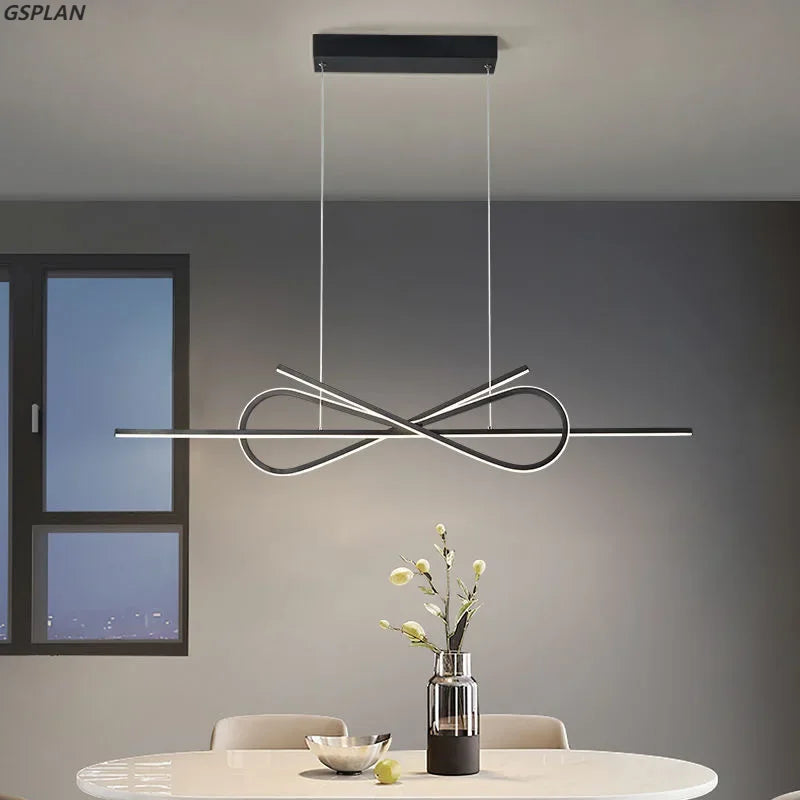 LED moderne Lustre Restaurant Personnalité Lustre Moderne Simple Design Créatif Arc De Luxe Bar Table Lustre
