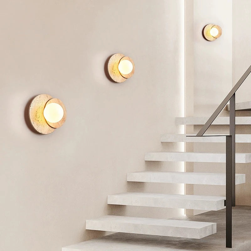 Applique murale design ronde Led Style pierre couleur crème - vue 5 sur 7