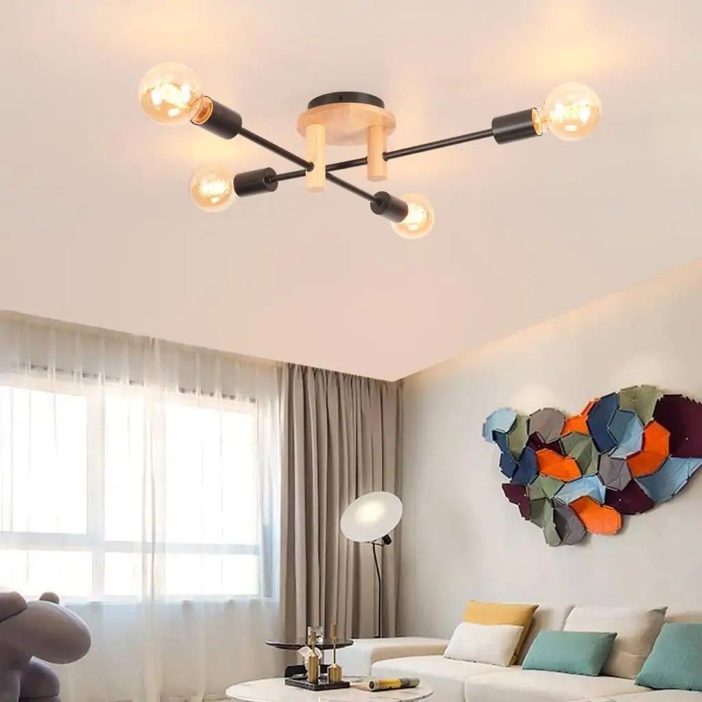 lustre moderne en bois pour décoration intérieure suspendue - vue 5 sur 9