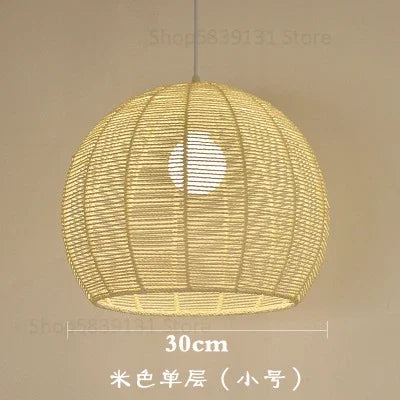 Moderne nordische LED-Pendelleuchte aus Eisen und Hanfseil