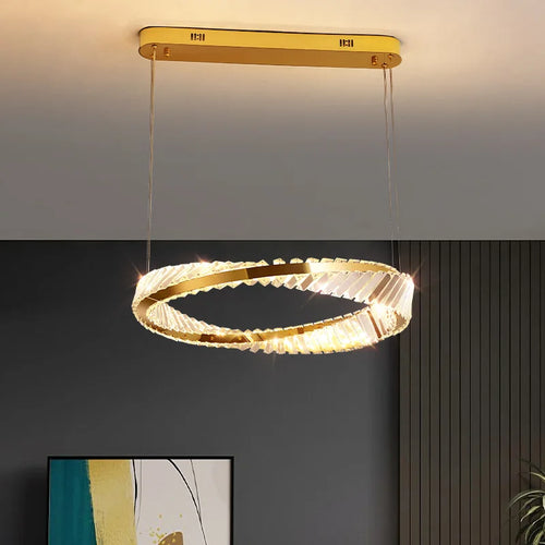 Moderne LED-Pendelleuchte Gold mit elegantem Kristall - vue 4 sur 14