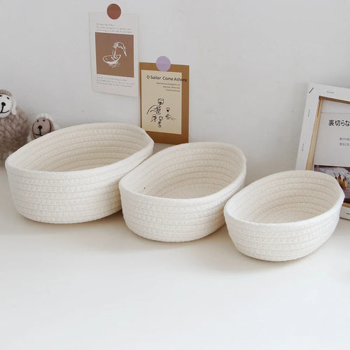 paniers en corde de coton pour rangement et organisation des objets - vue 8 sur 13