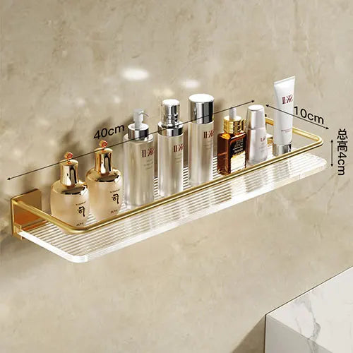 DOOKOLE Bathroom Floating Shelves Gold, Wall Mounted Storage Shelves with Towel Bar for Bathroom, Kitchen, Bedroom