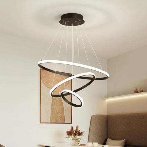 Moderner Kronleuchter Design Kreis Hängend für ein elegantes Interieur - vue 3 sur 20