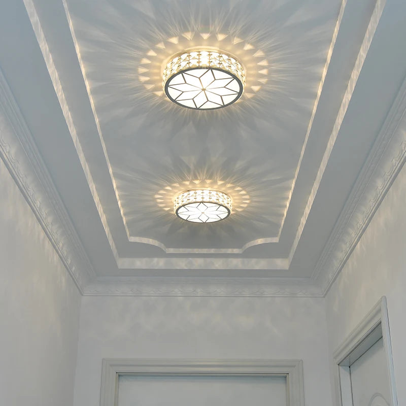 Plafonnier en cristal moderne salon couloir rond plafonnier carré chambre escaliers Vestibule montage en Surface balcon allée - vue 3 sur 8