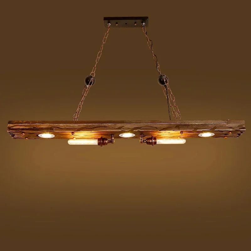 Industrial style Bar pendant light LOFT Retro Solid Wood Pendant Lamps Personality E27 Edison Bulb  Suspension  home decoration - vue 4 sur 7