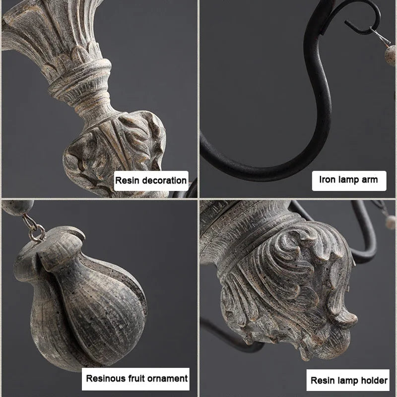 Style américain Rural rétro Style français lustre nostalgique salon chambre lampe fer Art Style européen lampes suspendues - vue 9 sur 8