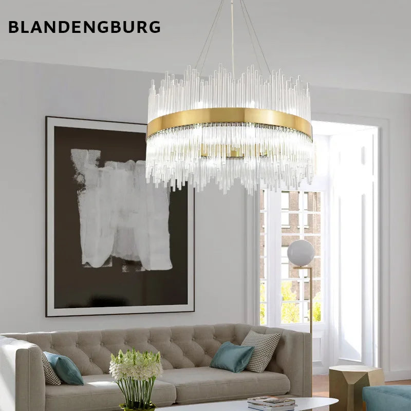 Lustre design rond de luxe en cristal 60cm - vue 4 sur 3