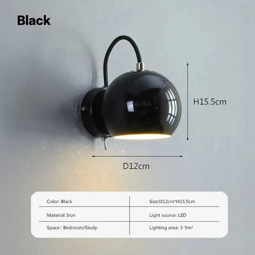 Nordische LED-Wandleuchte minimalistisch aus drehbarem Eisen - vue 10 sur 9
