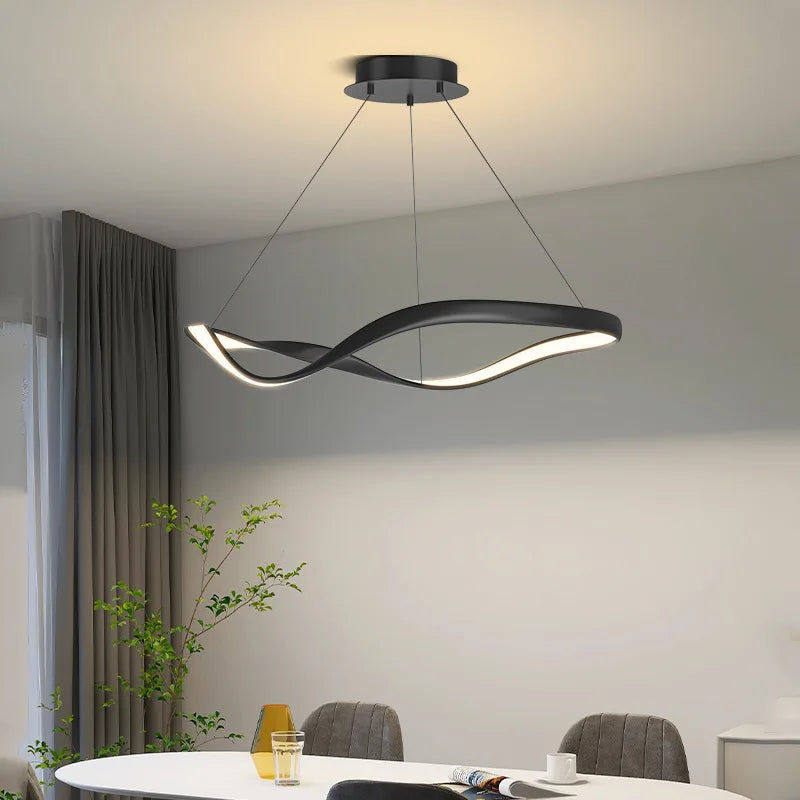 lustre led moderne aluminium anneau irrégulier simple réglable - vue 4 sur 21