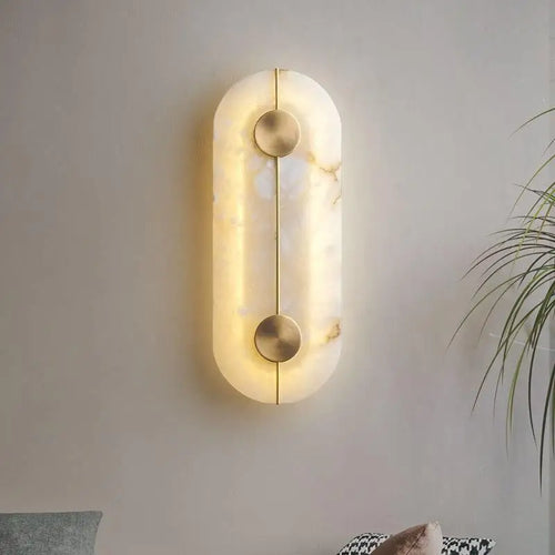 Applique murale LED ronde en marbre et cuivre doré