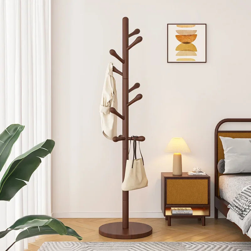 Solid Wood Clothes Hanger, Floor Standing Rack, Household Clothes Rack, Vertical Clothes Pole, Bedroom Rack Coat Rack Stand - vue 5 sur 8
