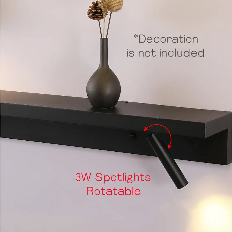 Applique murale de chevet avec étagère 3W - vue 4 sur 14