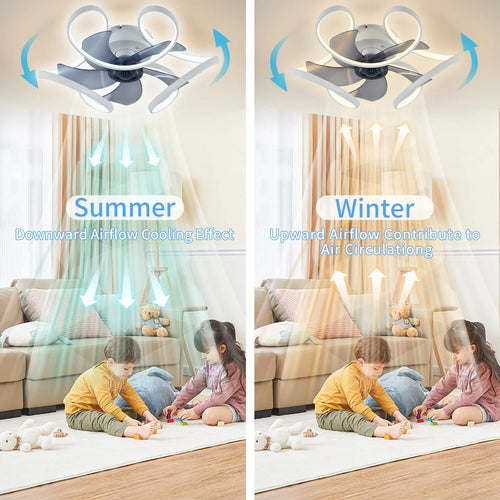 plafonnier moderne silencieux à led avec télécommande et lumière colorée - vue 5 sur 8