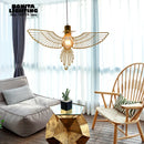 Moderne Pendelleuchte aus Edelstahl Oiseau Frieden und Liebe