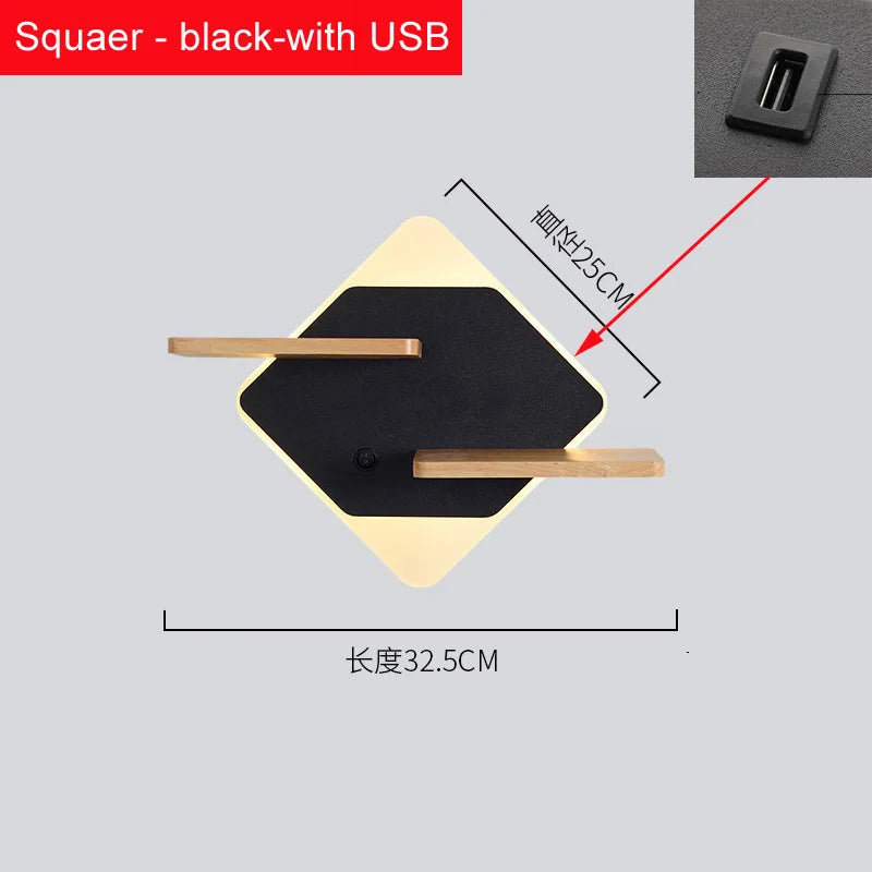 Applique murale led nordique avec étagère et chargeur usb - vue 14 sur 18