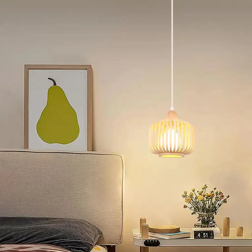 plafonnier en bambou tricoté à la main pour décoration créative - vue 7 sur 8