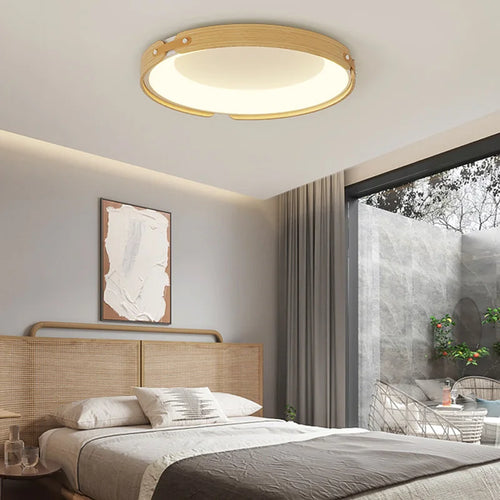 Ultradünne LED-Deckenleuchte aus Holz im nordischen Minimalismus-Stil - vue 6 sur 14