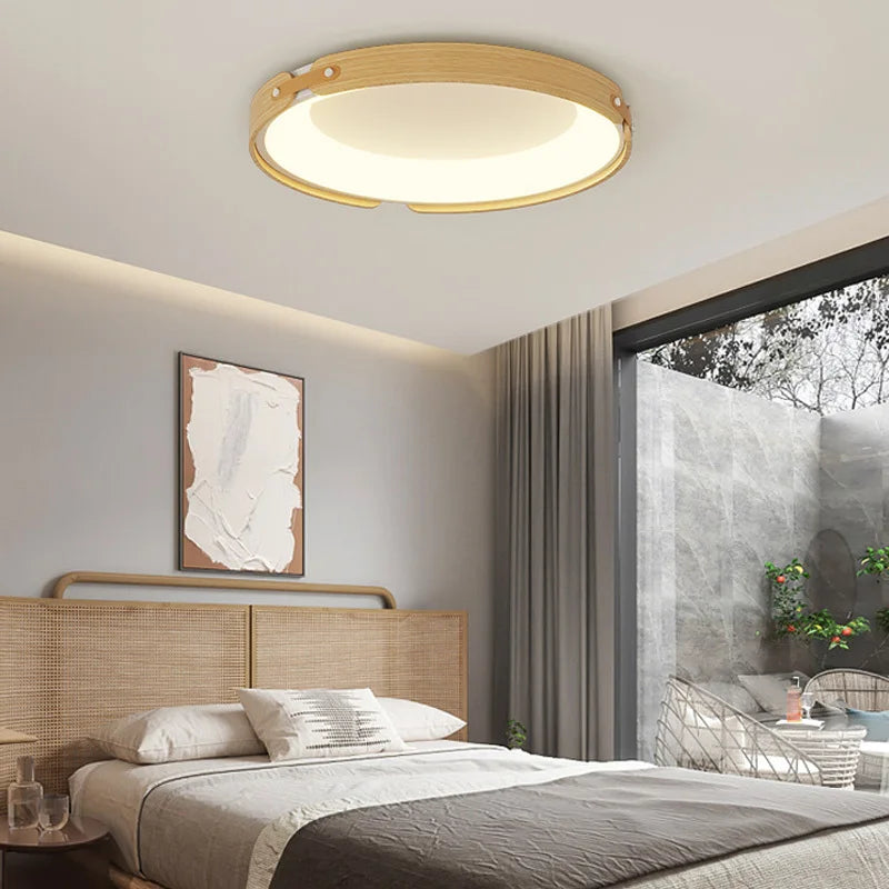Ultradünne LED-Deckenleuchte aus Holz im nordischen Minimalismus-Stil - vue 6 sur 14