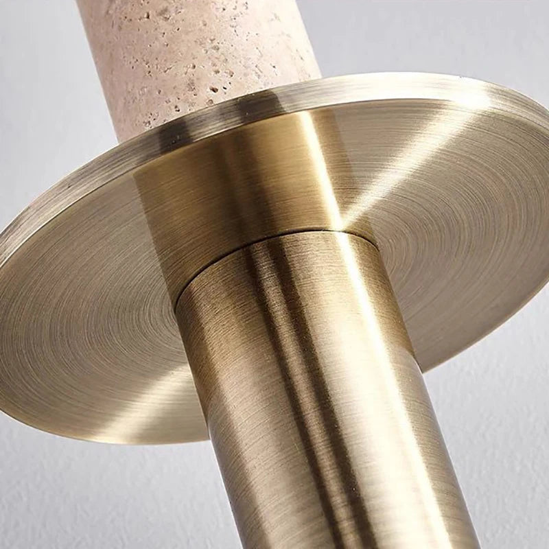 suspension cylindrique en marbre et métal doré pour intérieur moderne - vue 6 sur 7