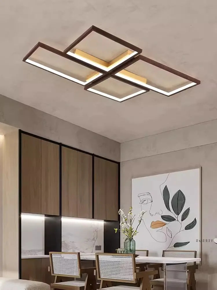 LED-Deckenleuchte modernes Design aus Metall und Holz elegant - vue 4 sur 10
