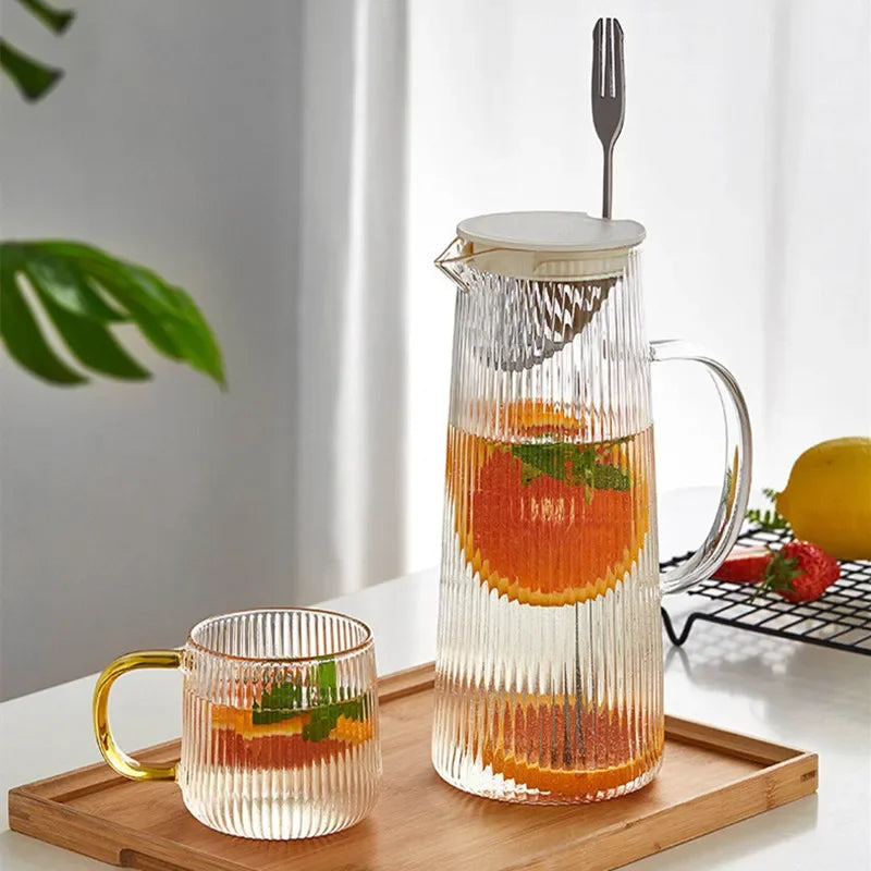pichet en verre transparent résistant avec poignée design - vue 3 sur 6