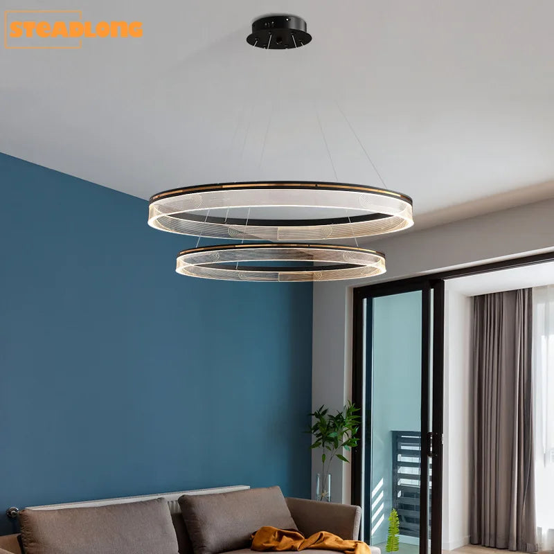 lustre de luxe italien moderne acrylique anneau lumineux créatif simple - vue 5 sur 22