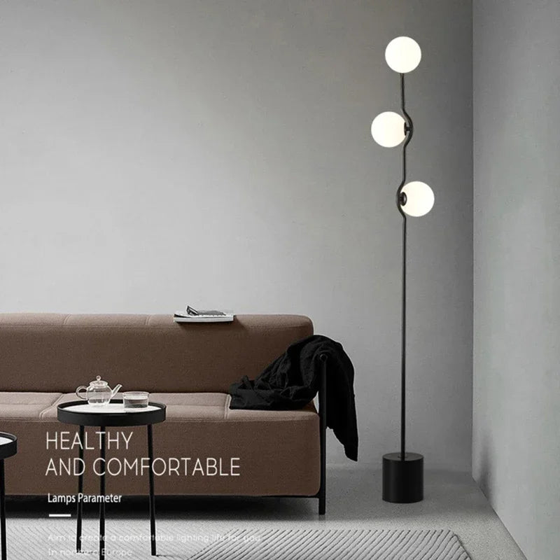 lampadaire moderne en fer et verre pour décoration intérieure nordique - vue 4 sur 10
