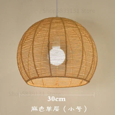 Moderne nordische LED-Pendelleuchte aus Eisen und Hanfseil