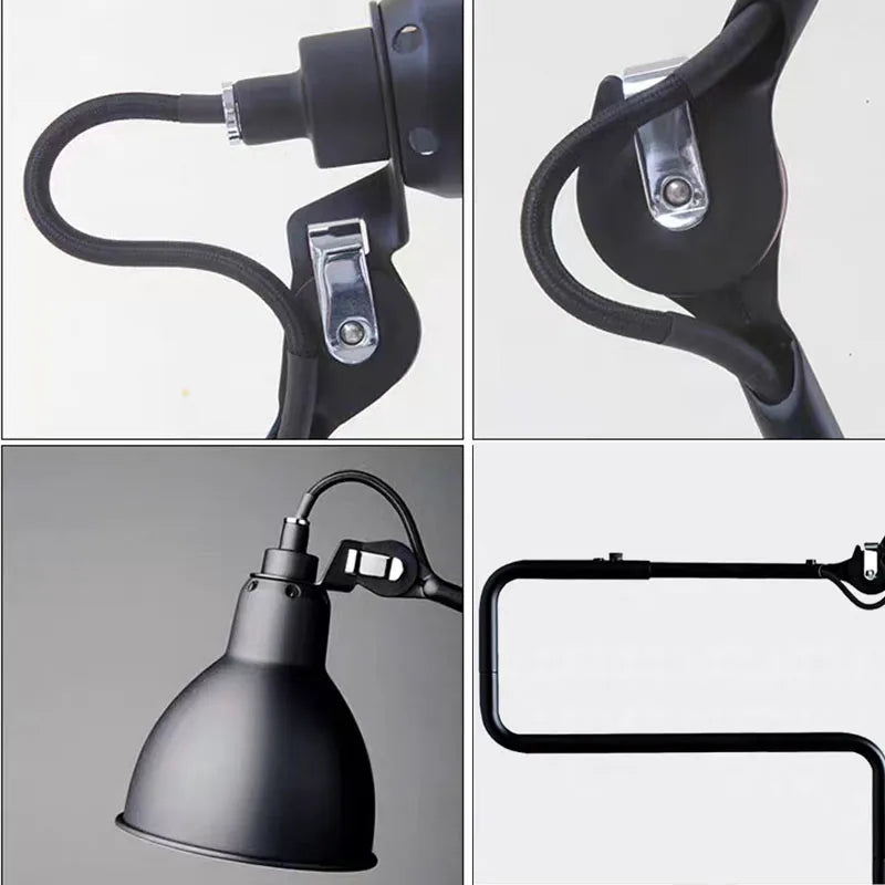 lampadaire rotatif à bras long en métal pour lecture et bureau - vue 6 sur 13