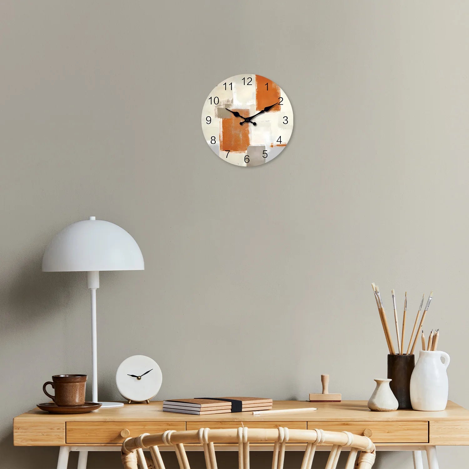 horloge murale moderne en bois motif abstrait silencieuse décorative - vue 8 sur 7
