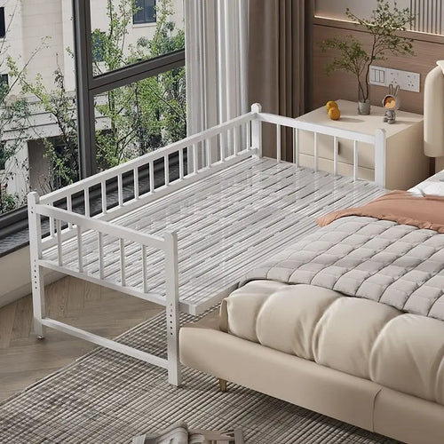 Iron art children's splicing bed with seamless connection, adjustable height, no guardrail, baby fall prevention, widened single - vue 10 sur 9