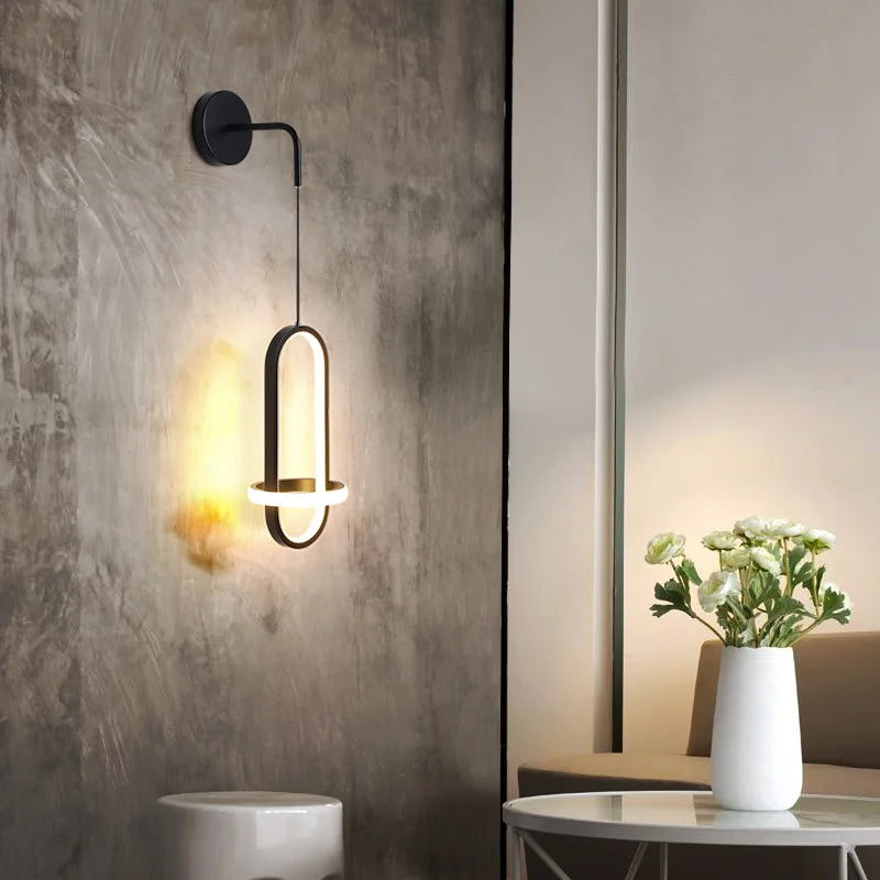 applique murale led moderne de luxe avec anneau doré décoratif d'intérieur - vue 4 sur 18