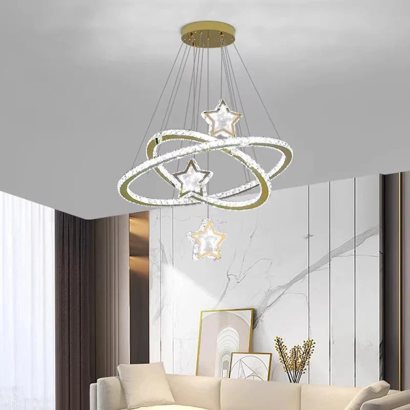 lampes suspendues intelligentes en cristal au design moderne - vue 5 sur 9